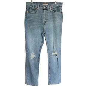 Levis Wedgie Straight Leg Distressed High-Waisted Jeans Womens Size 31X30